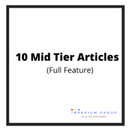 White rectangular placeholder with black text '10 Mid Tier Articles (Full Feature)'