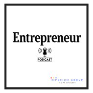 White rectangular placeholder with black Entrepreneur.com text and wireless signal icon indicating podcast