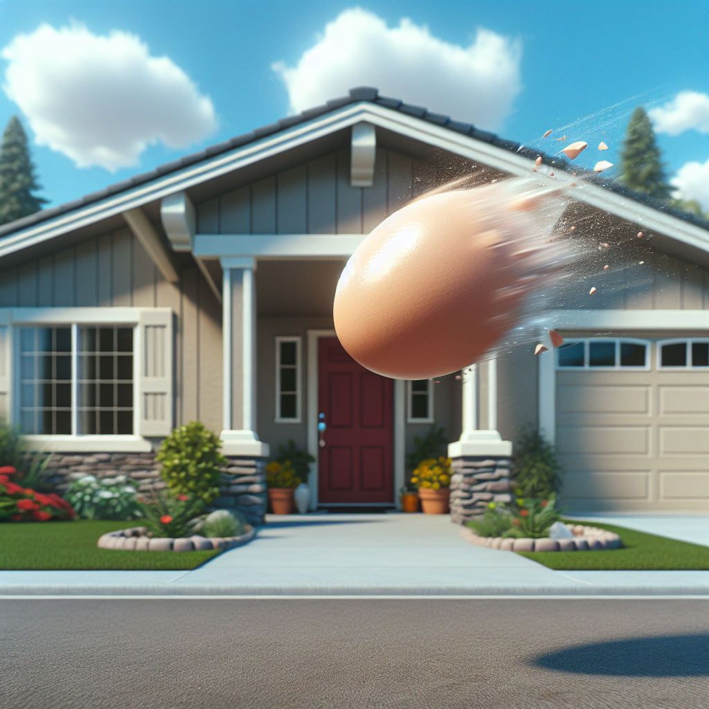 egg being thrown at a house