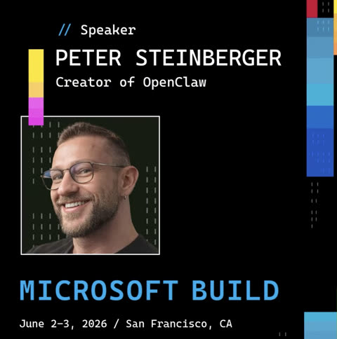 The creator of OpenClaw, Peter Steinberger, is joining the speaker lineup at Microsoft Build 🦞