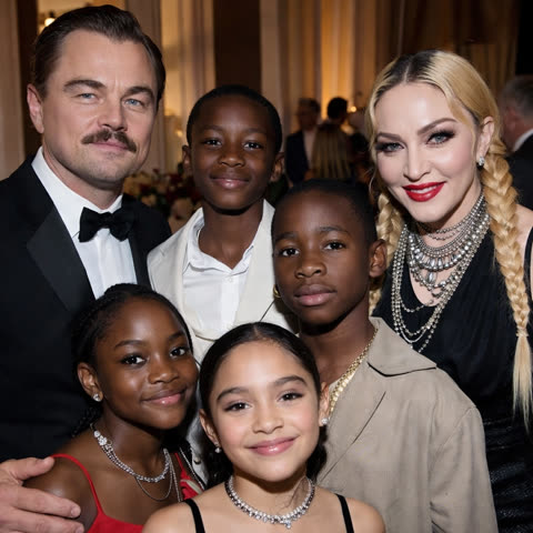 Madonna and Decaprio with Kids