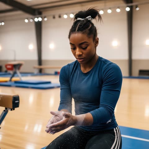 Simone Biles gets ready