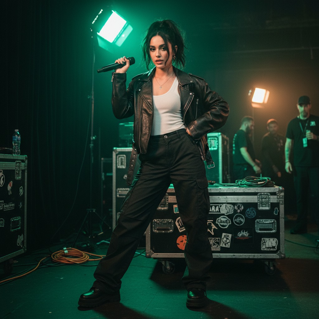 Charli XCX backstage green lights