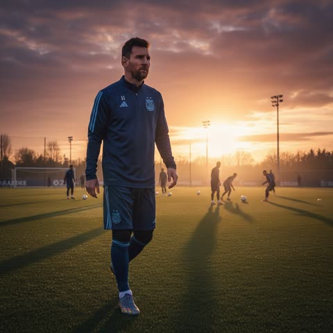 Messi's sunset training session