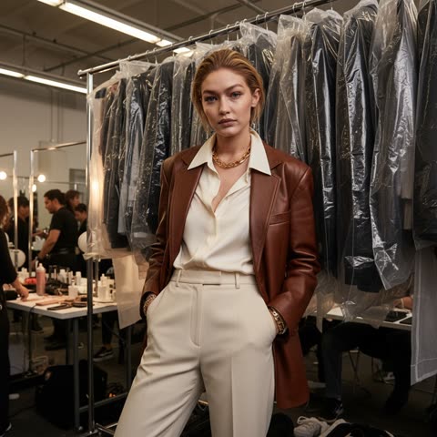 Gigi Hadid backstage ready