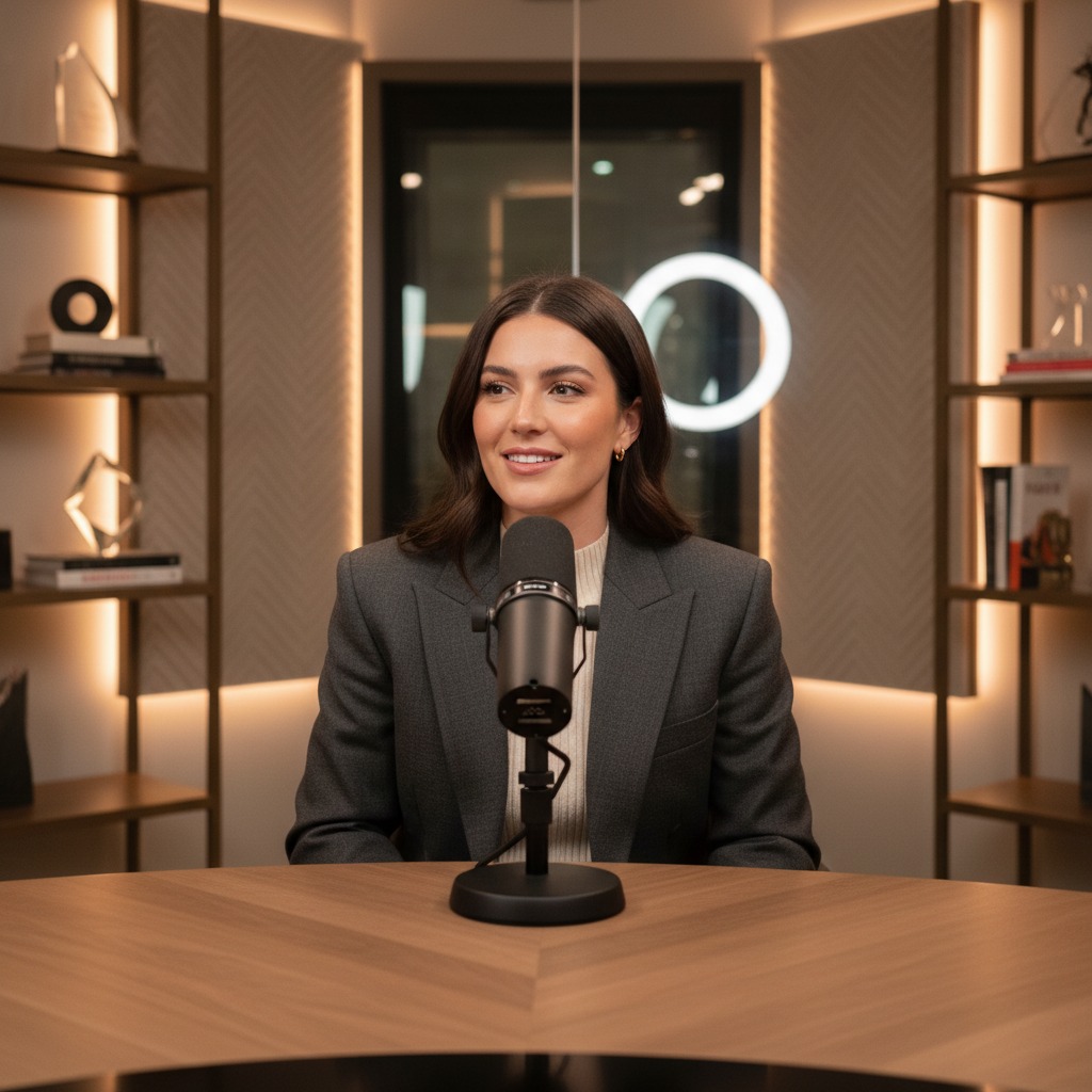 Alex Cooper's podcast setup