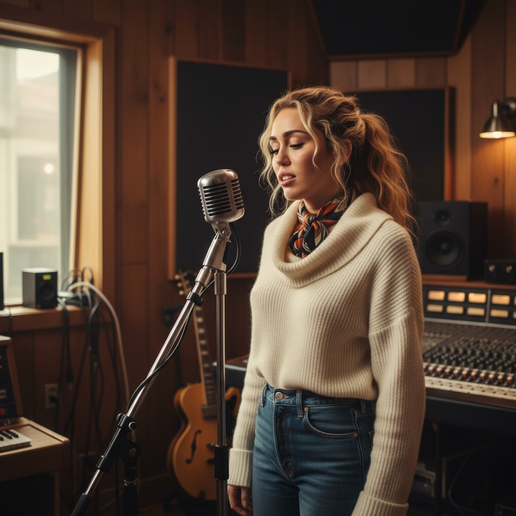 Miley Cyrus studio session