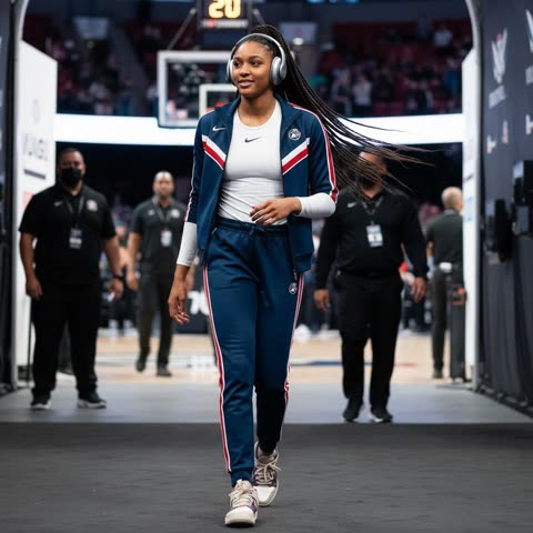 Angel Reese back in the tunnel