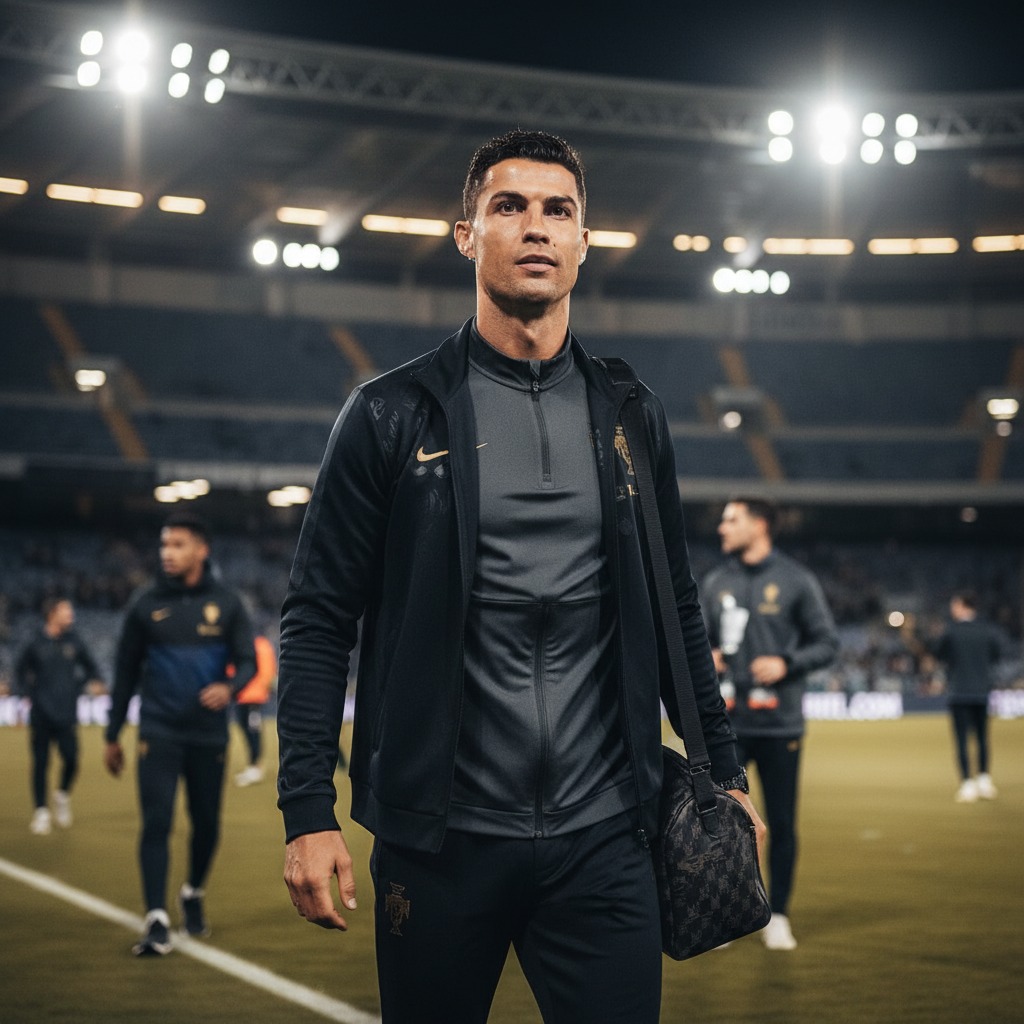 Cristiano Ronaldo after training