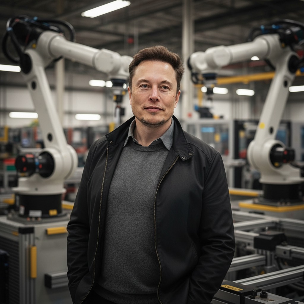 Elon Musk on the factory floor