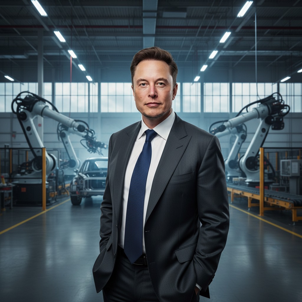 Elon Musk on the factory floor