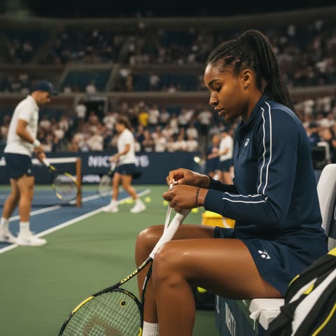 Coco Gauff prepping for night match
