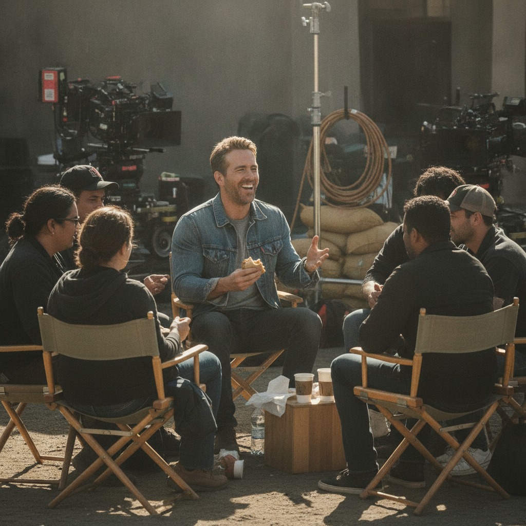 Ryan Reynolds on set