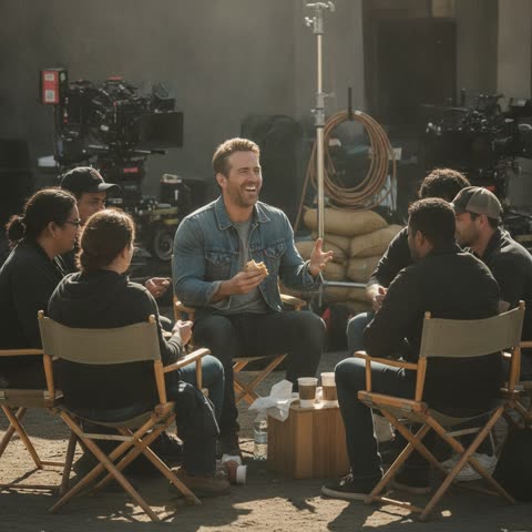 Ryan Reynolds on set