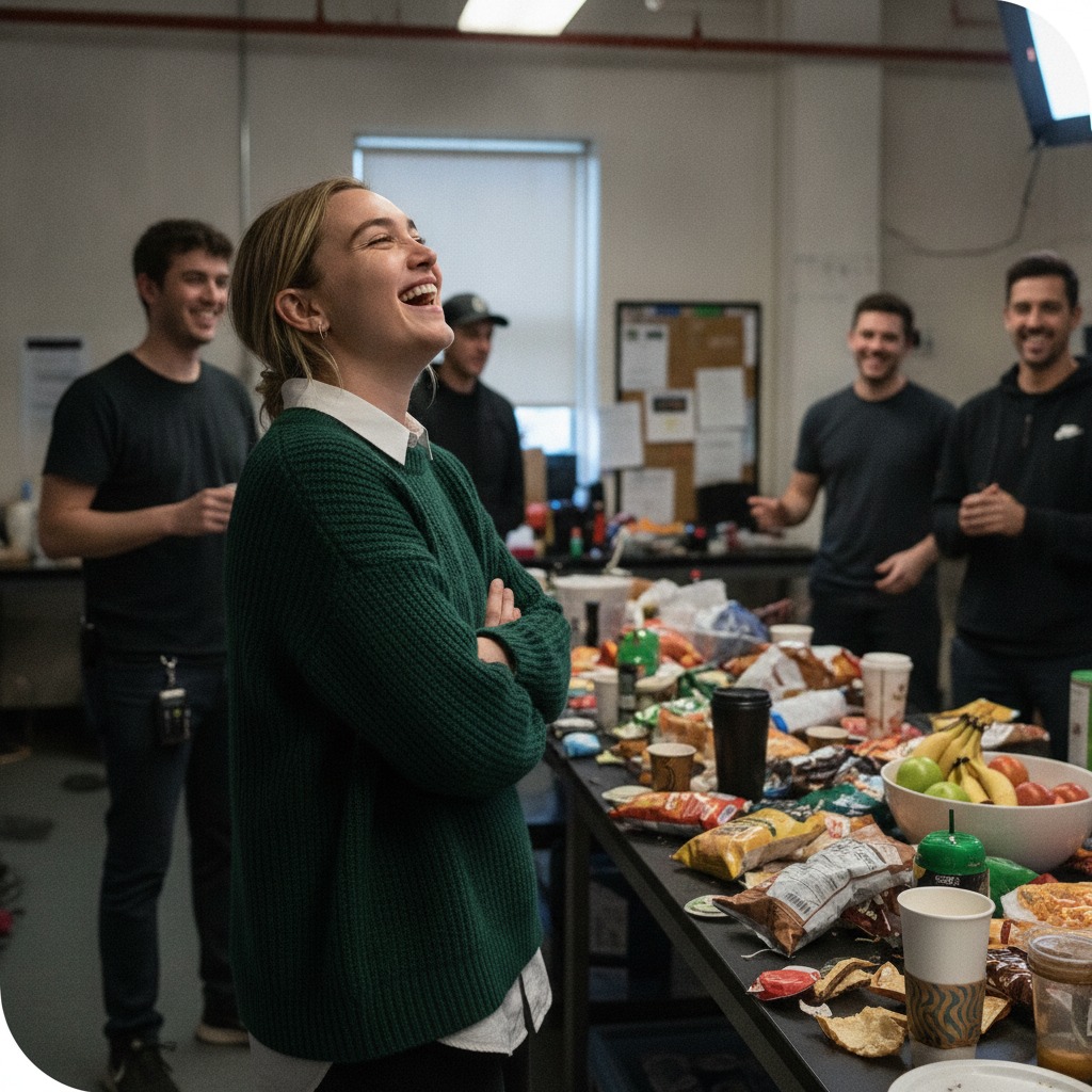 Florence Pugh on set