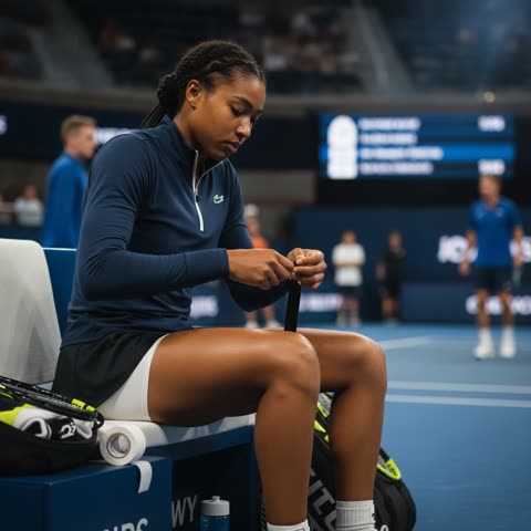 Coco Gauff prepares for the match