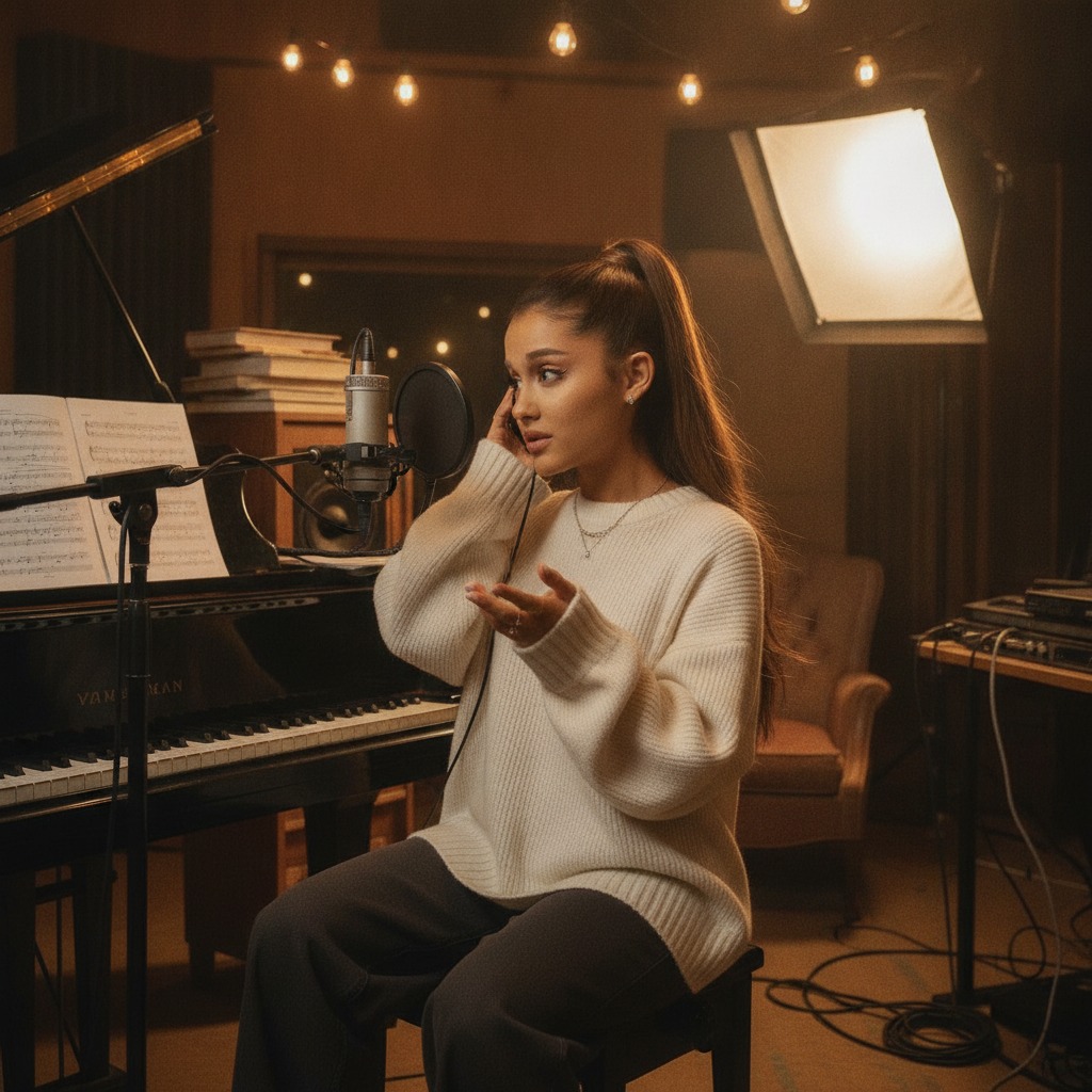 Ariana Grande in the studio