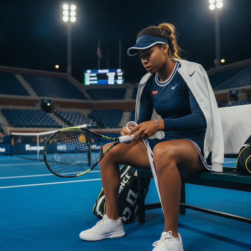 Coco Gauff gets ready courtside
