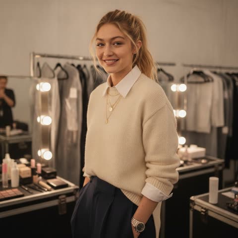 Gigi Hadid backstage fashion