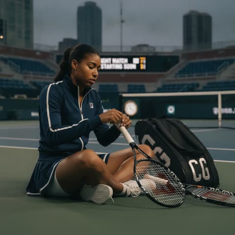 Coco Gauff prepares for her match