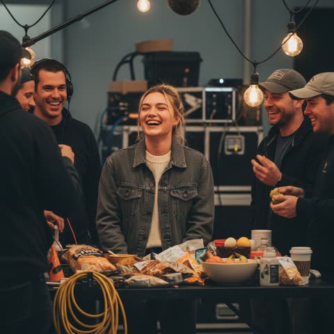 Florence Pugh on set