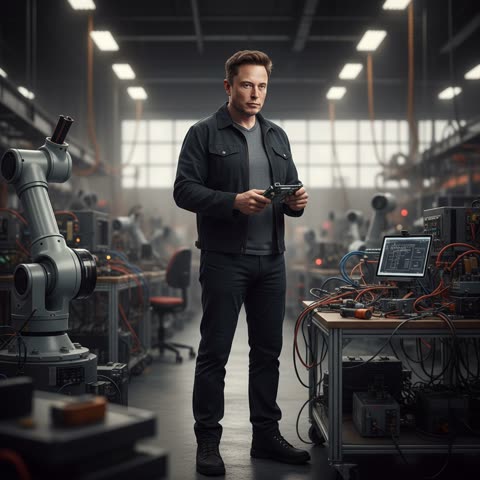 Elon Musk on the factory floor