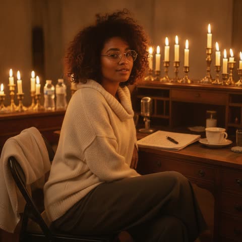 SZA at her writing desk