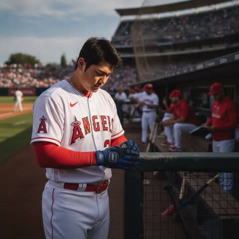 Shohei Ohtani gets ready