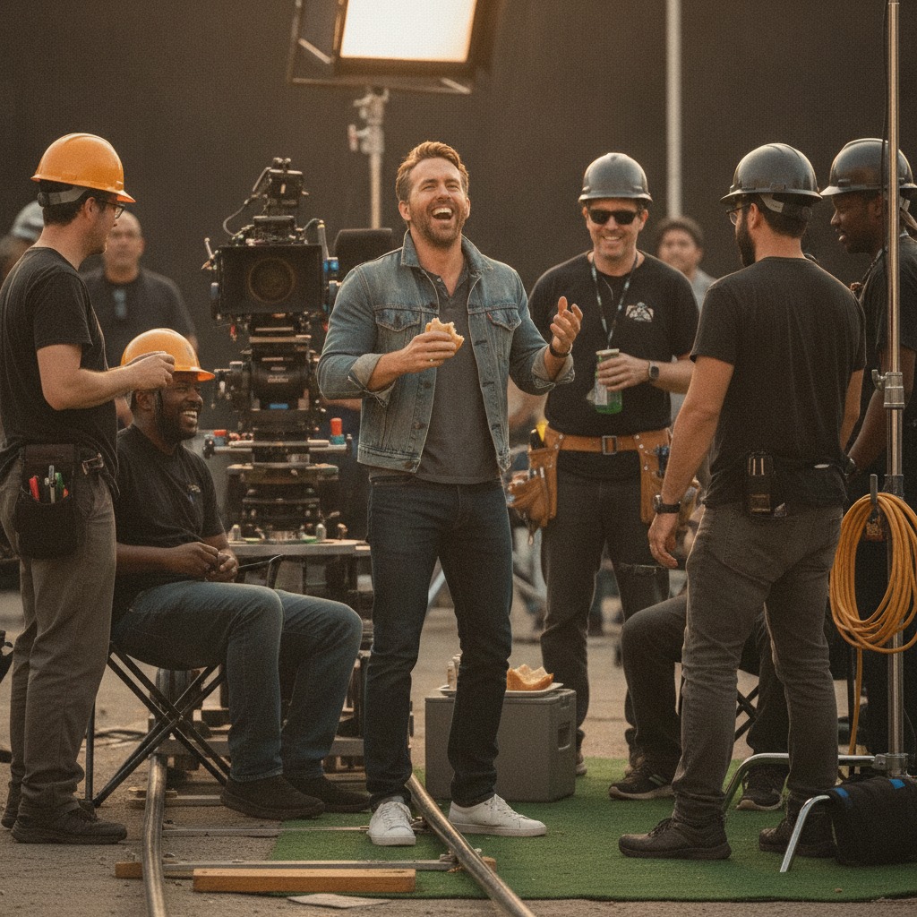 Ryan Reynolds on set
