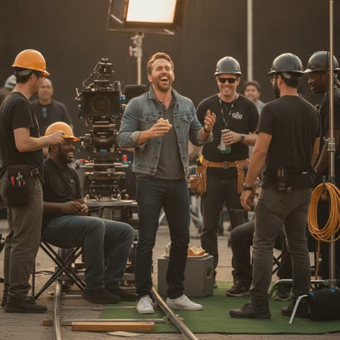Ryan Reynolds on set