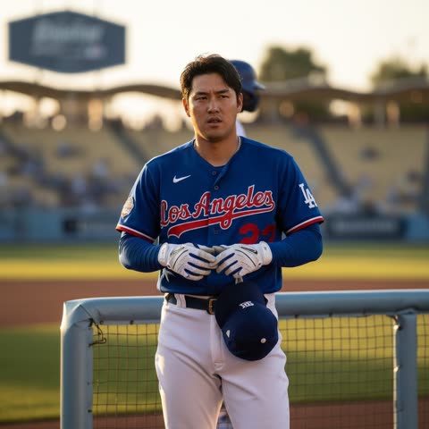 Shohei Ohtani gets ready