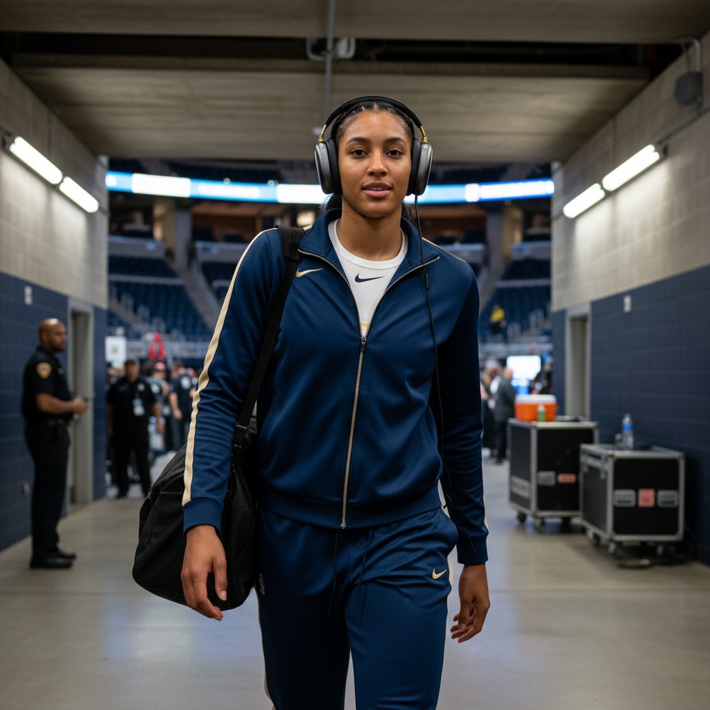 Angel Reese heads into the arena