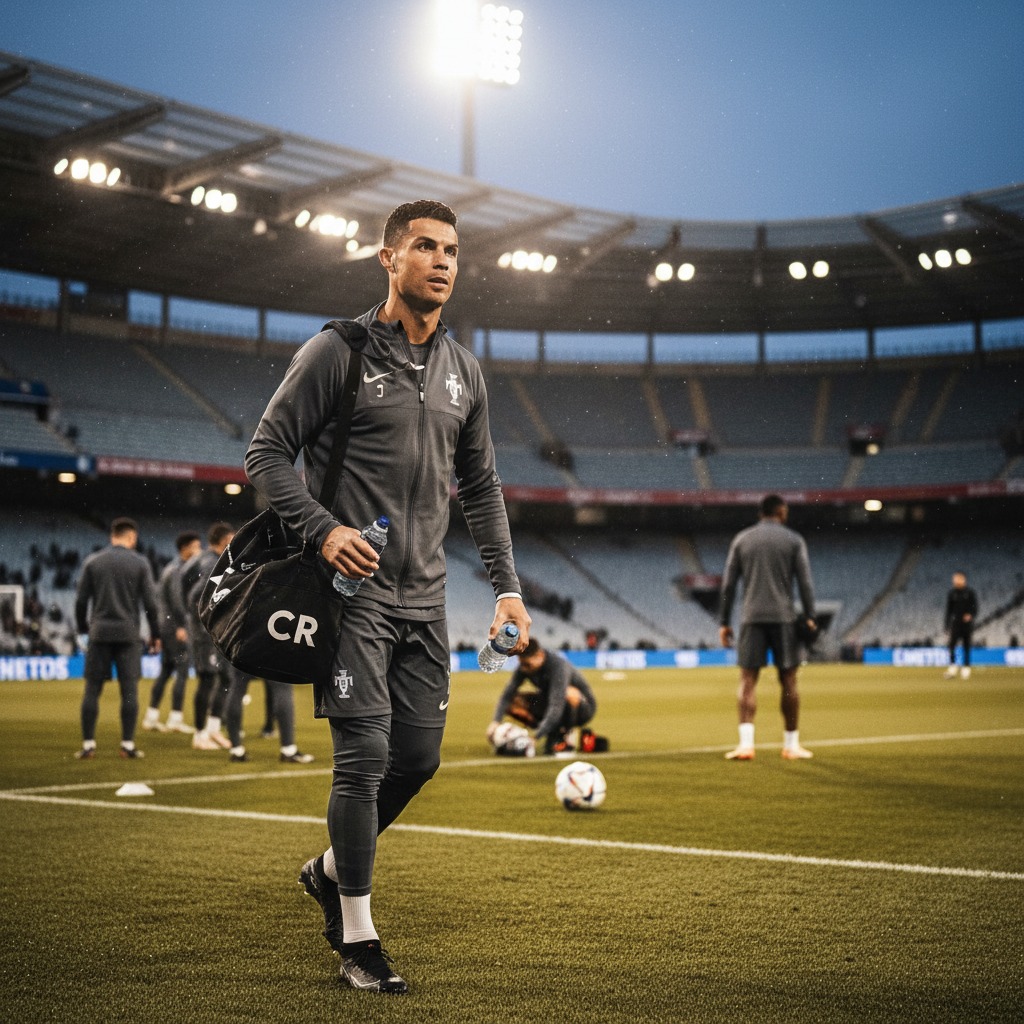 Ronaldo in the stadium lights