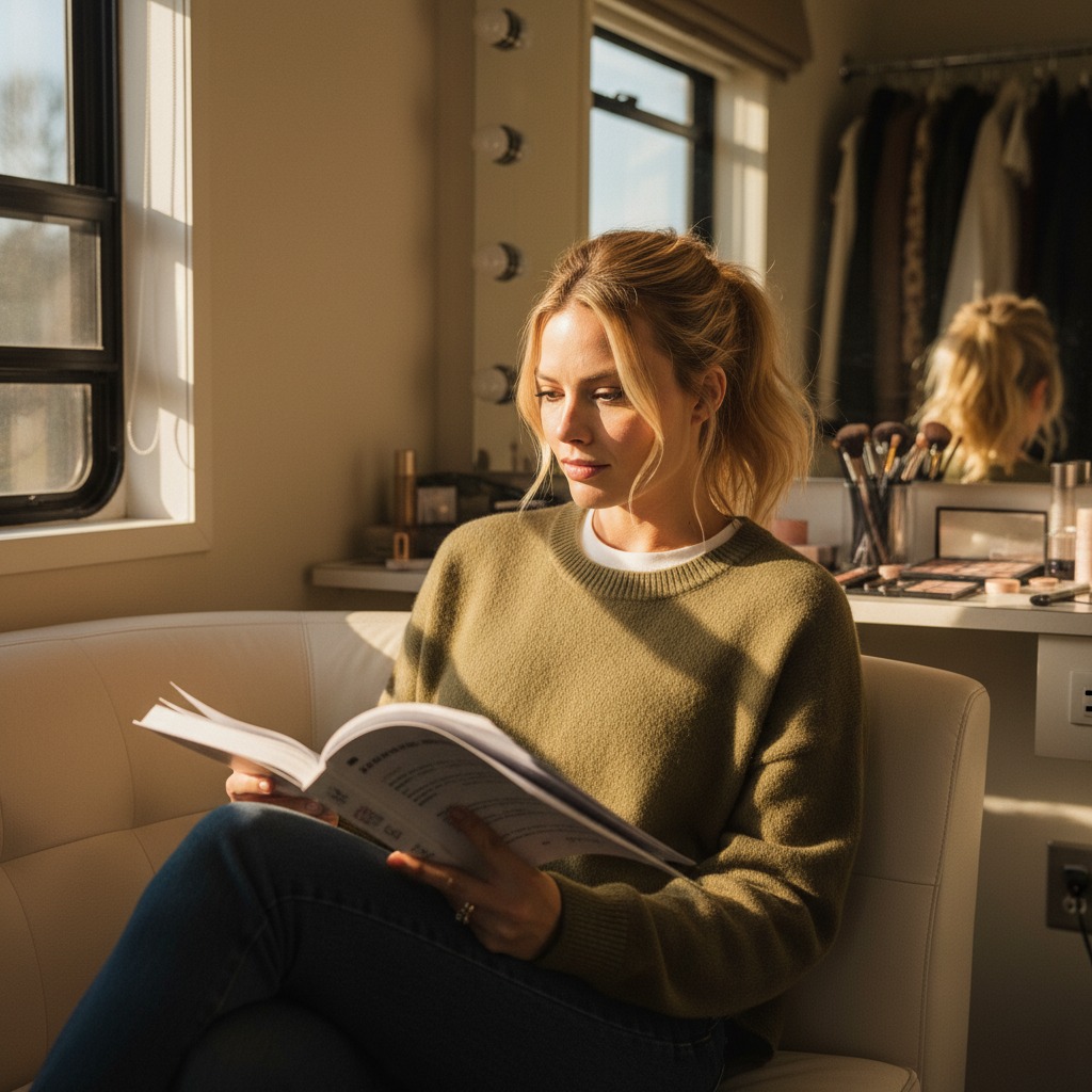 Margot Robbie reads her script