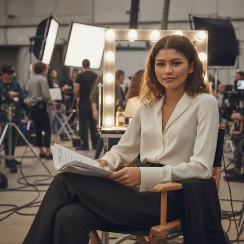 Zendaya on set making it happen