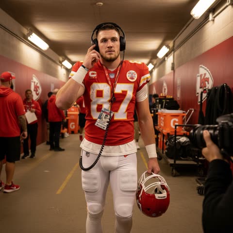 Travis Kelce Enters The Tunnel