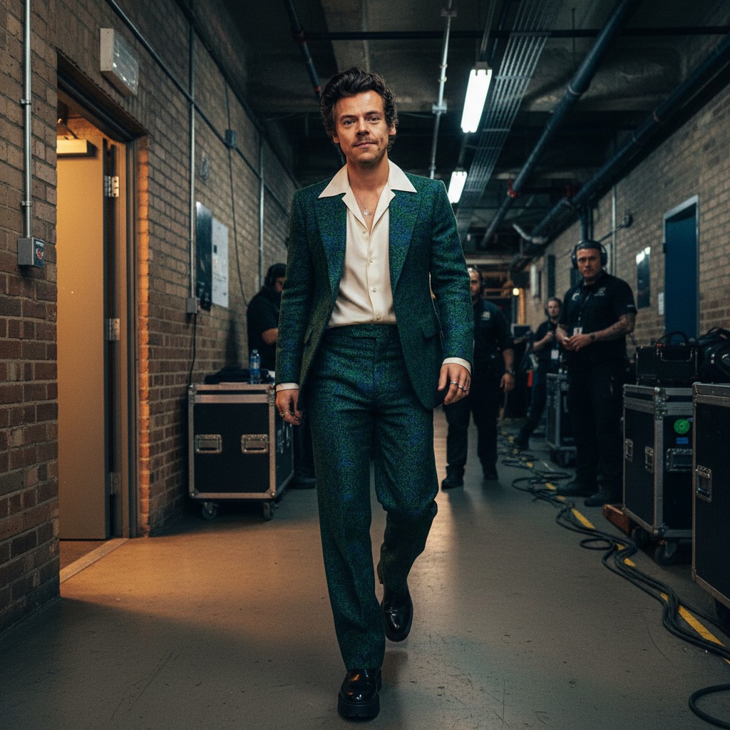 Harry Styles backstage before show