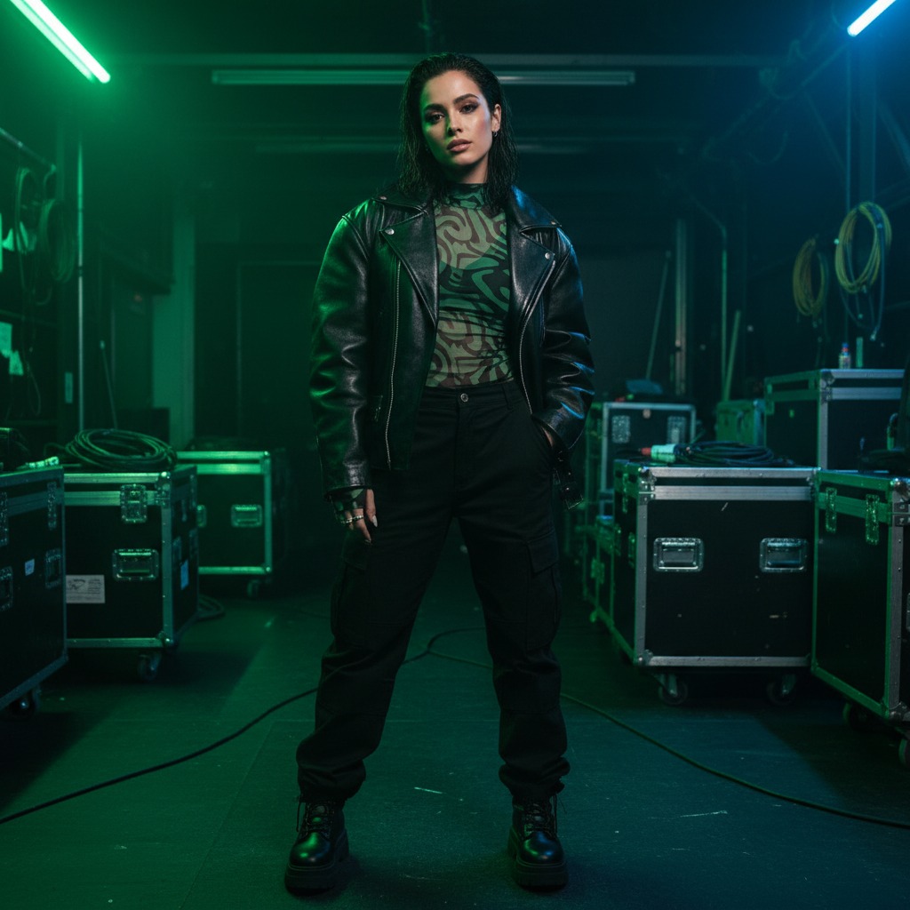 Charli XCX backstage green lights