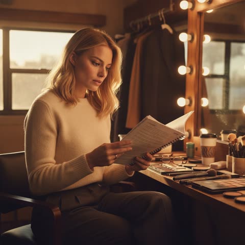 Margot Robbie on set