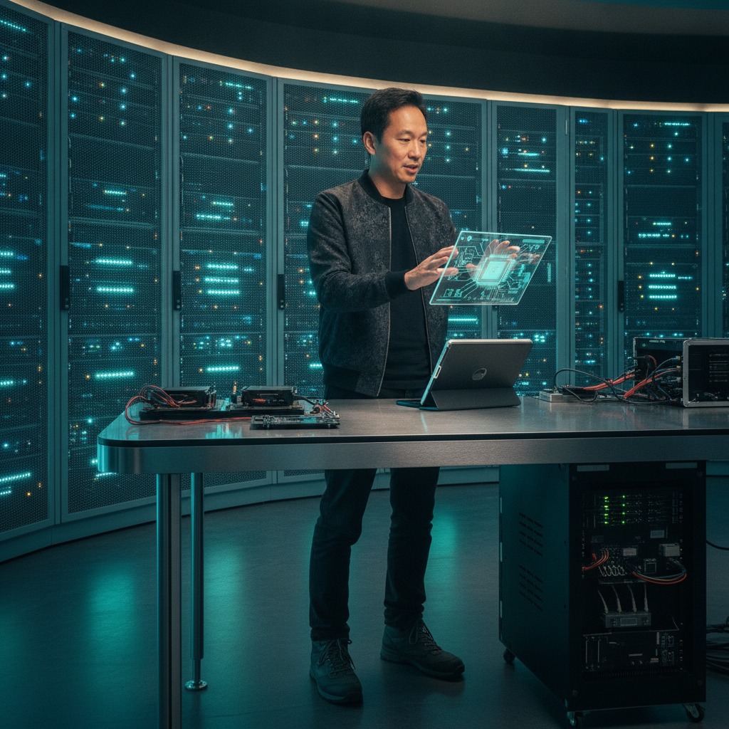 Jensen Huang at the server racks