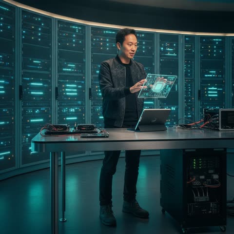Jensen Huang at the server racks