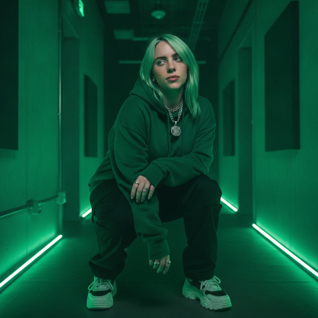 Billie Eilish studio hallway vibes