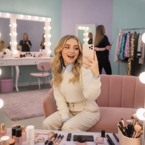 Sabrina Carpenter backstage glam