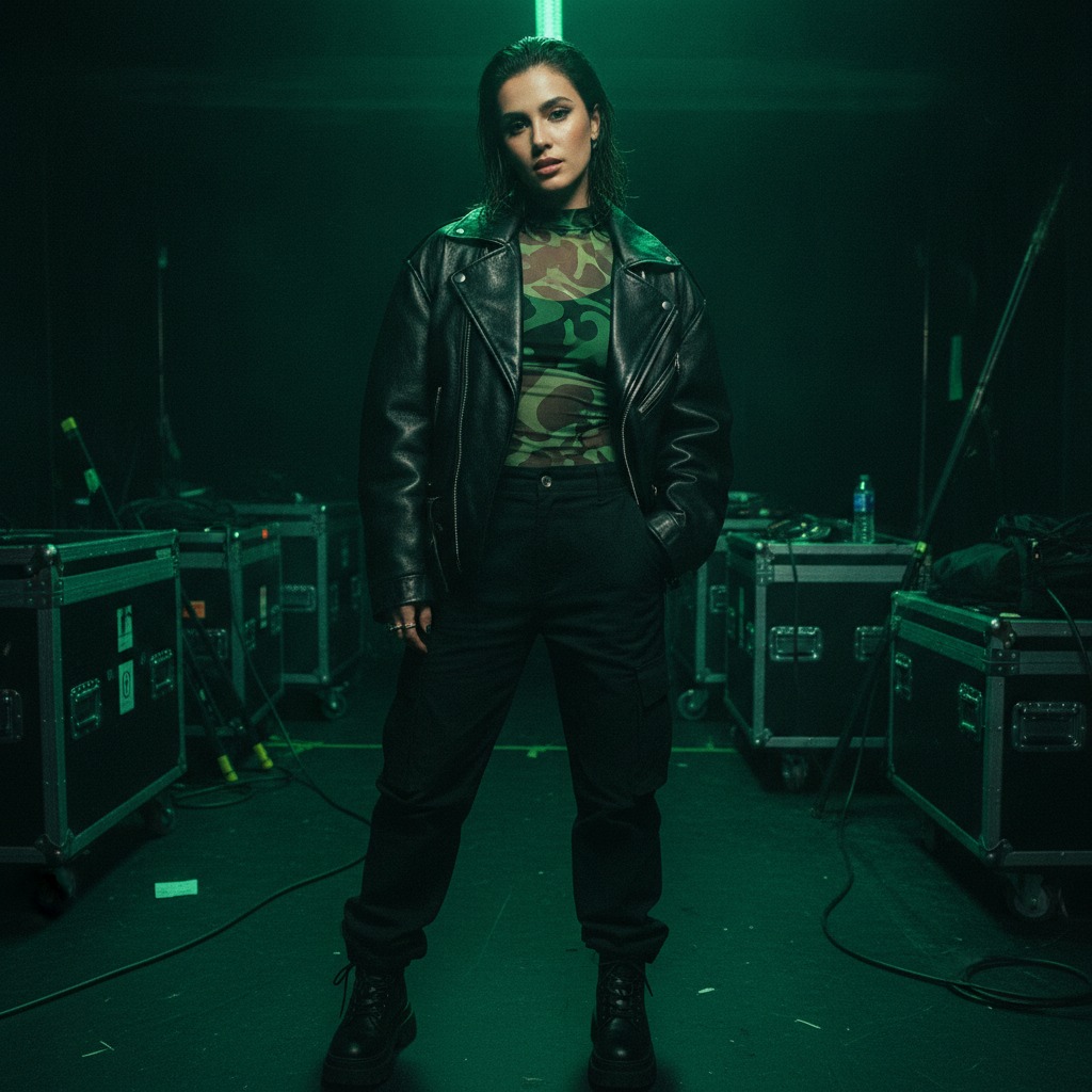 Charli XCX backstage green lights