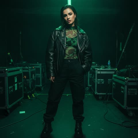 Charli XCX backstage green lights