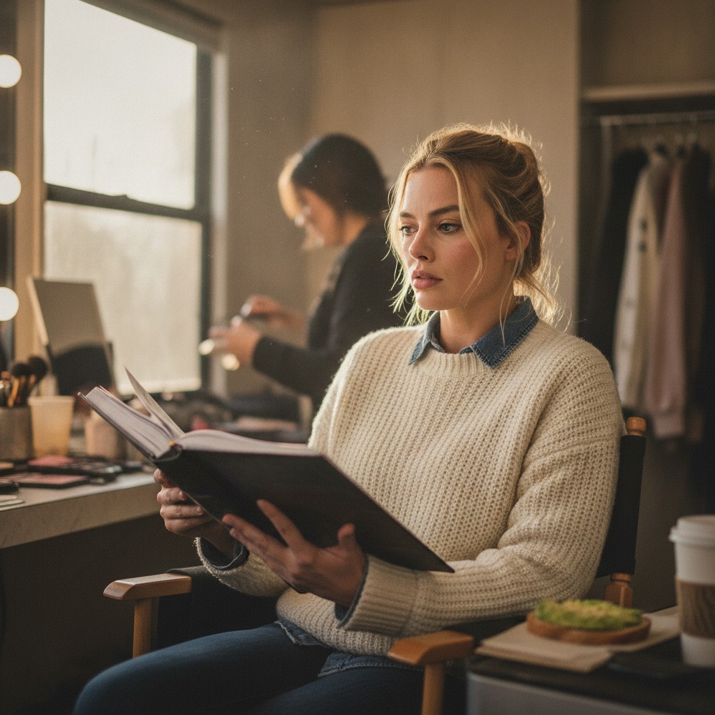 Margot Robbie on set