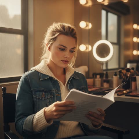 Margot Robbie on set