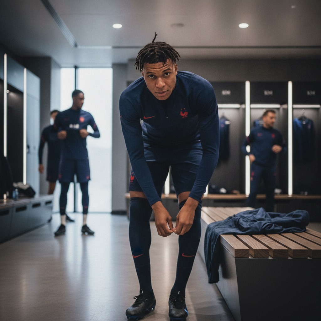 Kylian Mbappé prepares for training