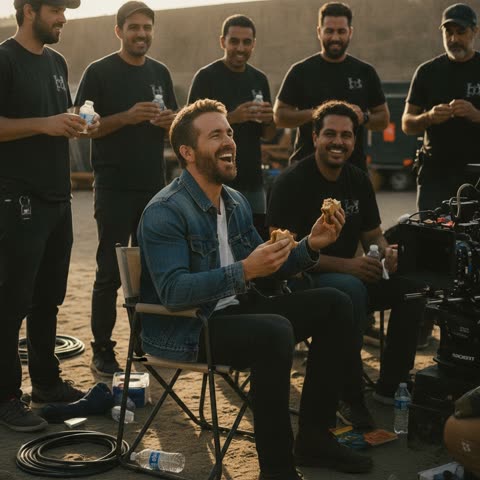 Ryan Reynolds on set