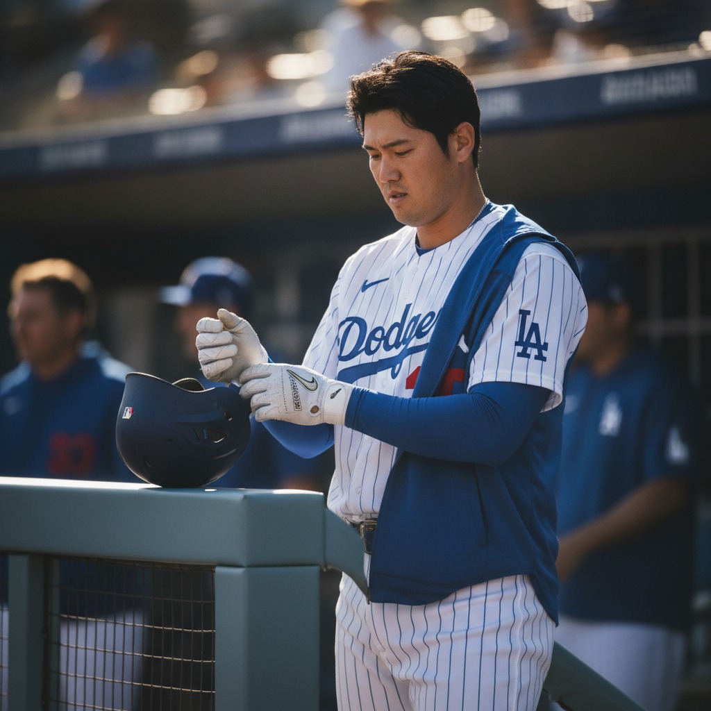 Shohei Ohtani getting ready